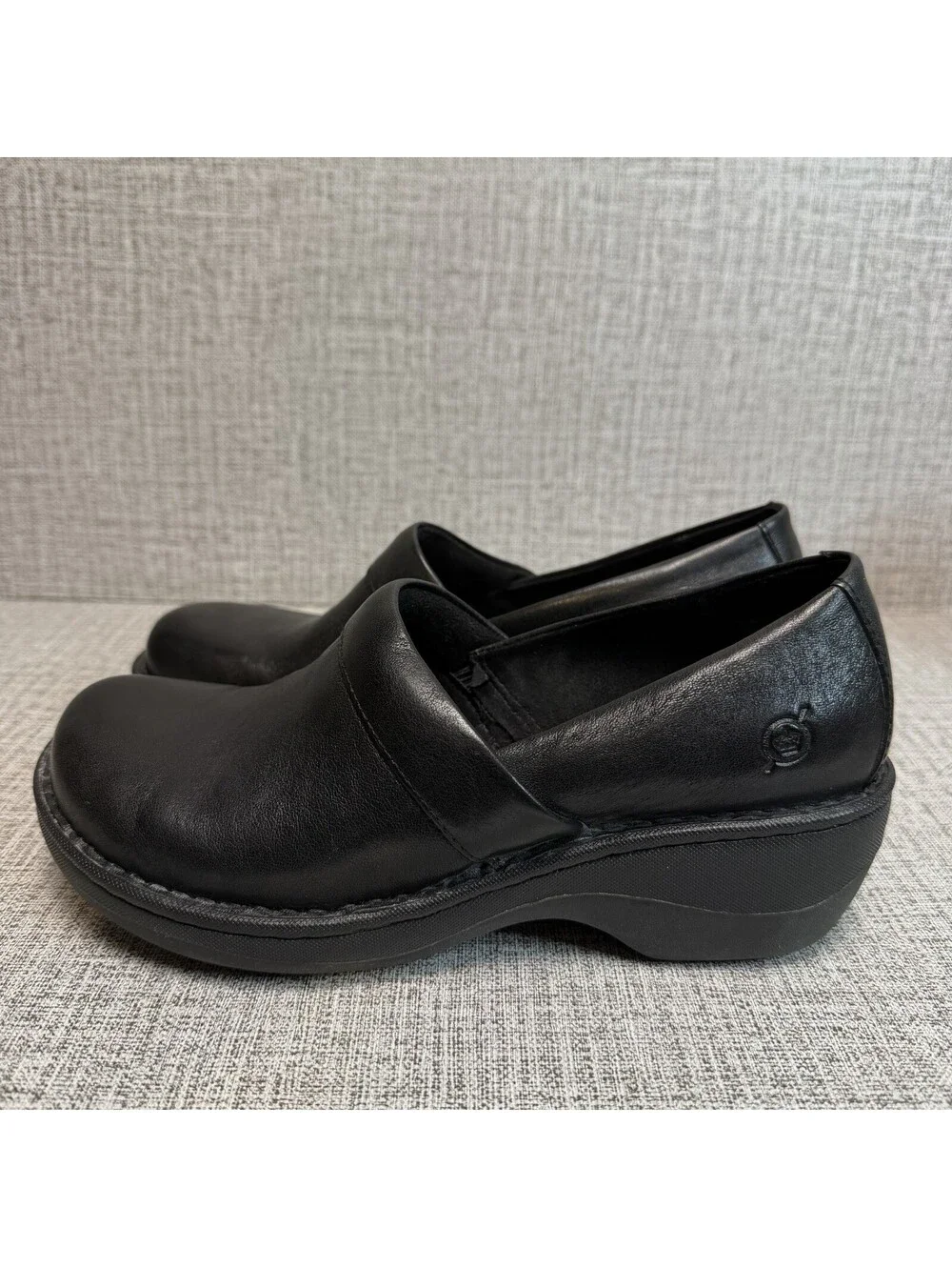 Born Shoes Womens Size 6.5 M Black Leather Toby Duo Clogs Slip On